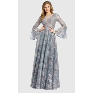 Mac Duggal Embellished Illusion Bell Sleeve A Line Gown Size 16 NWT #20258